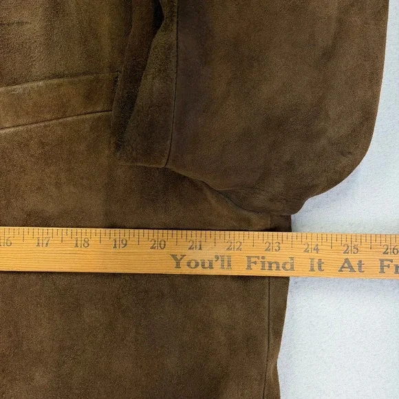 Vintage 70s Suede Leather Blazer Jacket Mens 46 Brown Western Heavy 3-Button